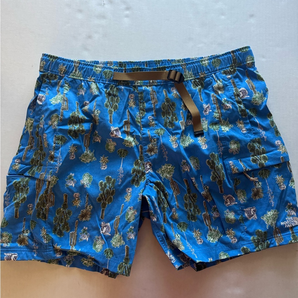 Rare The North Face 'Desert Cactus' AOP, Blue Shorts w/Adj Waist, Men's 2X #1104